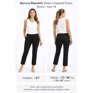 Banana Republic Sloan Cropped Dress Pants Size 14 Black Mid Rise StretchTrousers